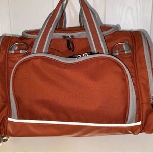 Pottery Barn Kids Duffel Bag Burnt Orange Gray Overnight Gym Travel